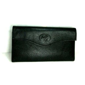 Buxton Black Leather Kisslock Purse Clutch Wallet